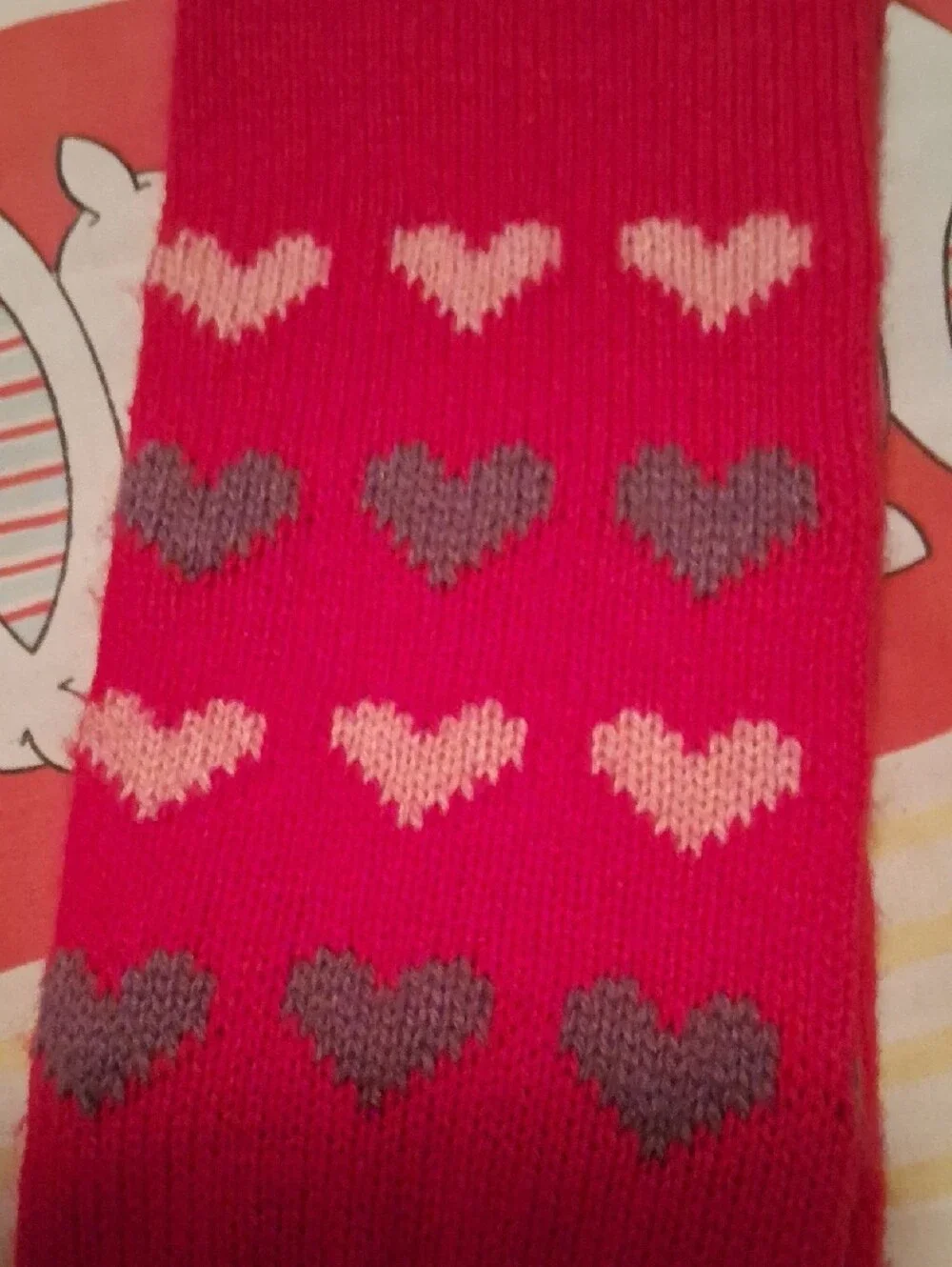 NWOT,Vintage 90's,SUPER SOFT,Red Knit Leg Warmers with Pink & Purple Hearts❤️💜